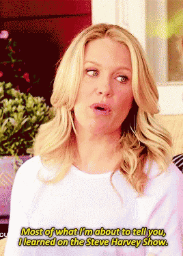 a woman is talking about what she learned on the steve harvey show