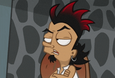a cartoon drawing of a man with a mohawk