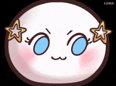 a cartoon drawing of a white circle with stars on it