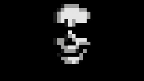 a black background with white lines and a pixelated mushroom and the word ninja