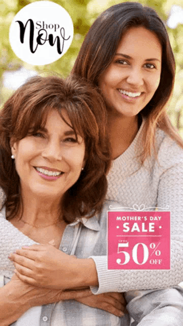 a mother 's day sale is being advertised for 50 percent off