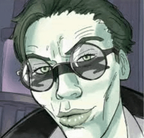 a cartoon drawing of a man wearing glasses and a jacket .