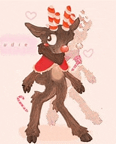 a drawing of a reindeer with candy canes on its antlers .