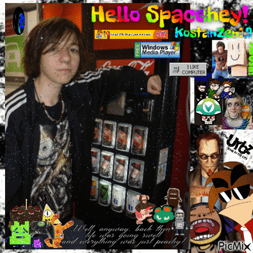 a collage of images with the words hello spacehey