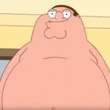 peter griffin from family guy is a fat man without a shirt on .