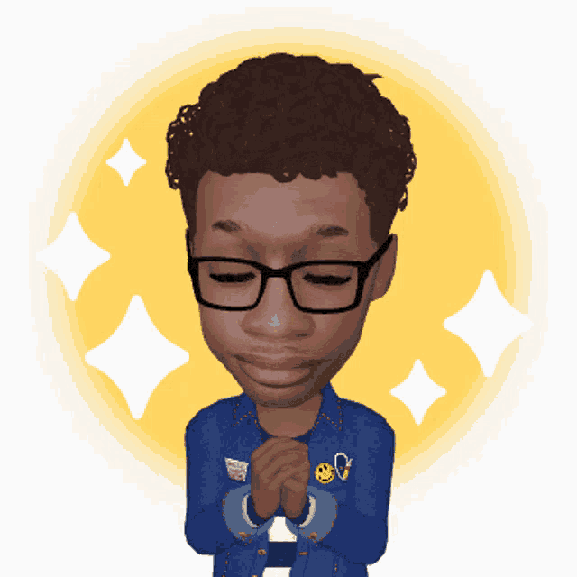 a cartoon of a man wearing glasses and a smiley face pin