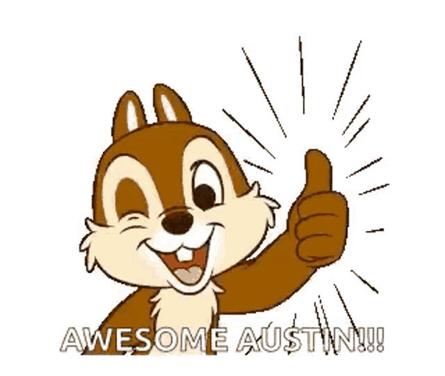 a cartoon squirrel is giving a thumbs up .