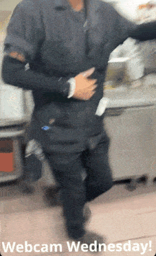 a blurred image of a person dancing with the words webcam wednesday below it