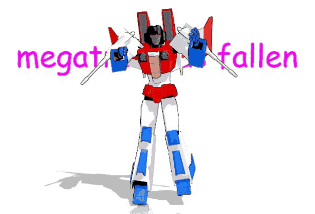 a cartoon drawing of a robot with the words megatron fallen behind it