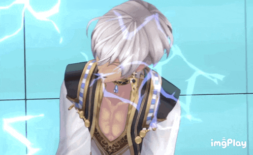a gif of a man with white hair is being displayed with the words imgplay below it