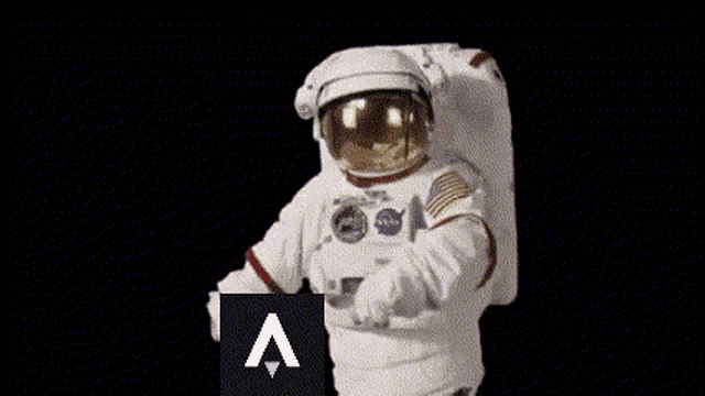 an astronaut says " thank you " in a pixelated image