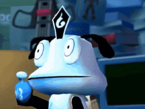a cartoon character with a number 6 on his hat