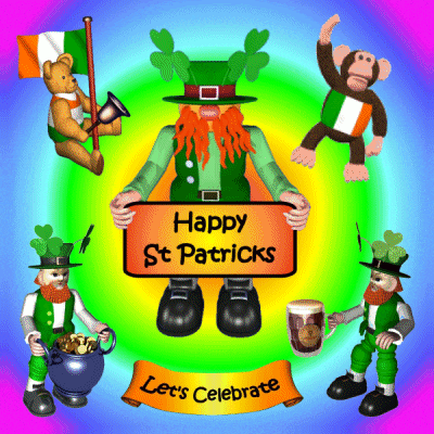 a leprechaun holding a sign that says happy st patrick 's