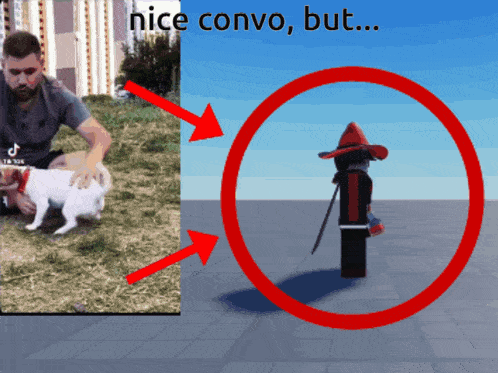 a picture of a man petting a dog next to a picture of a person with a witch hat