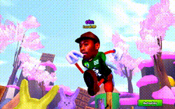 a cartoon character wearing a green shirt with the number 22 on it