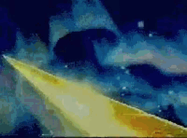 a computer generated image of a yellow beam coming out of a blue sky