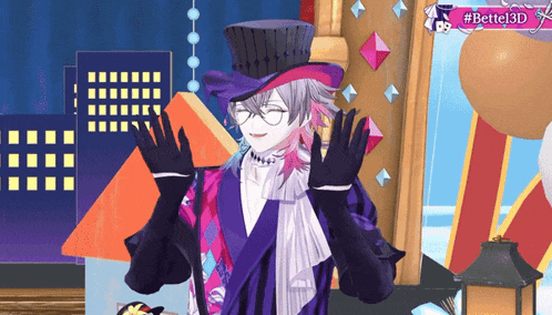a man in a top hat and gloves with the hashtag #bettel3d on the bottom right