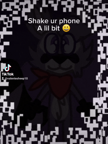 a picture of a cartoon character with the words shake ur phone a lil bit on the bottom