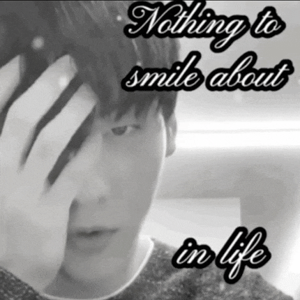 a black and white photo of a man with the words " nothing to smile about in life " below him