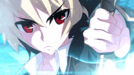a close up of a person with red eyes holding something