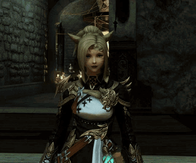 a woman in a costume with a dragon on her chest