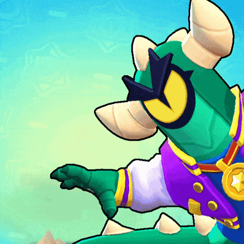 a colorful cartoon character with horns and a necklace