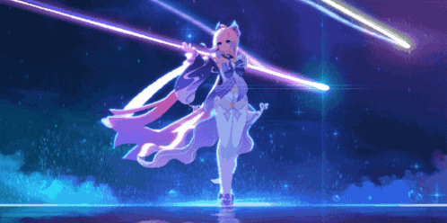 a pixel art of a girl with a sword