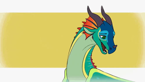 a cartoon drawing of a dragon with a yellow background