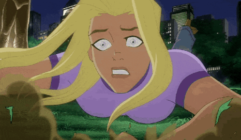 a cartoon of a woman in a purple shirt