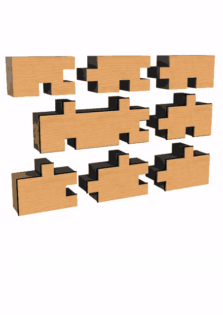 a 3d rendering of a maze made of wood and black squares