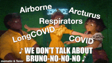 a meme that says airborne arcturus longcovid covid and we don t talk about bruno-no-no-no