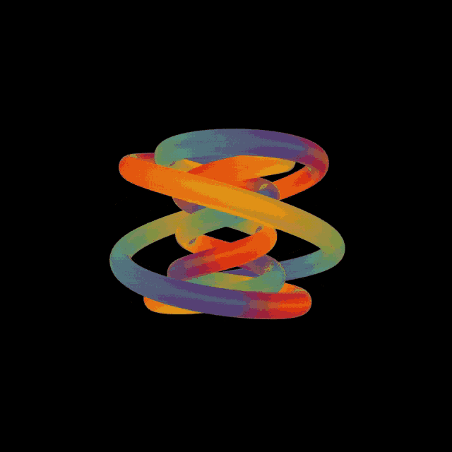 a colorful swirl on a black background that looks like a number 8