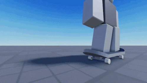 a 3d rendering of a skateboard with a blue sky behind it