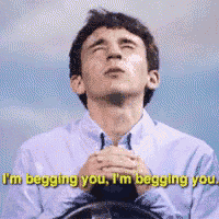 a man with his eyes closed and a caption that says i 'm begging you i 'm begging you