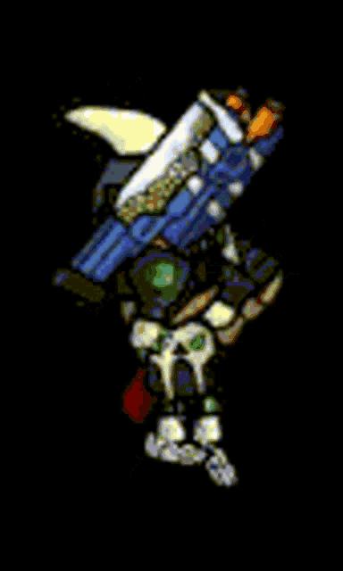 a cartoon character is holding a rocket launcher in his hand .