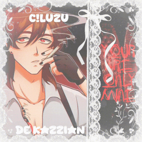 a drawing of a man smoking a cigarette with the name c!luzu on top