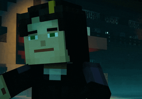 a minecraft character with a hood and a purple shirt