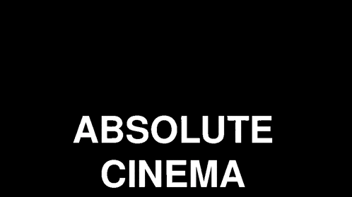 a black and white photo of a woman with the words absolute cinema written above her