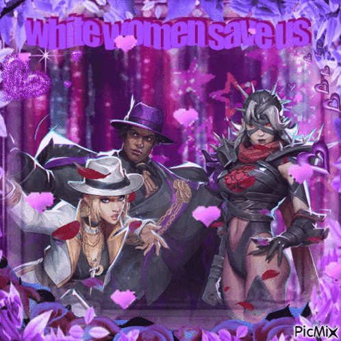 a purple background with the words white women save us written on it
