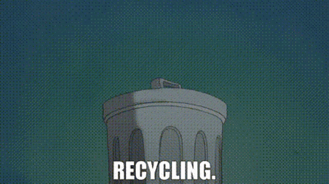 a cartoon character is standing on a bed holding a roll of toilet paper and saying recycling .