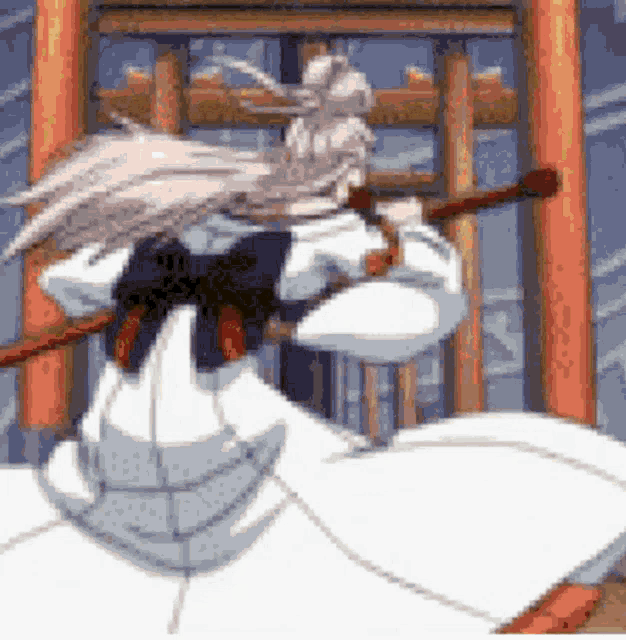 a pixel art of a samurai holding a sword