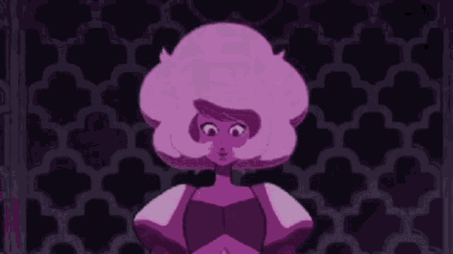 a purple cave with a white light coming out of it and a purple diamond in the middle .