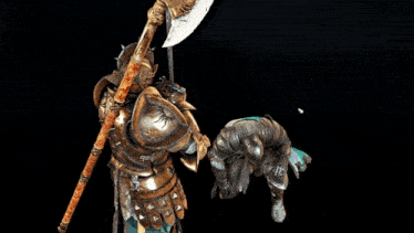 a statue of a knight holding a sword and shield