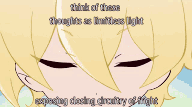 a cartoon of a person with the words think of these thoughts as limitless light exposing closing circulatory of fright