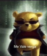 a winnie the pooh bear wearing sunglasses and a coat is standing in a dark room .