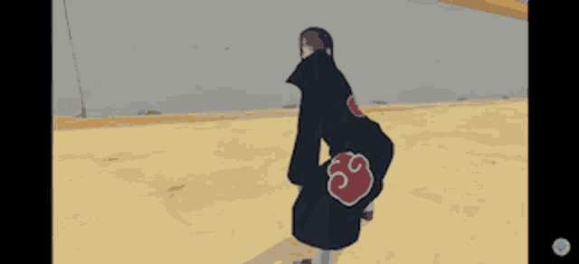 a video game character with a red cloud on his back