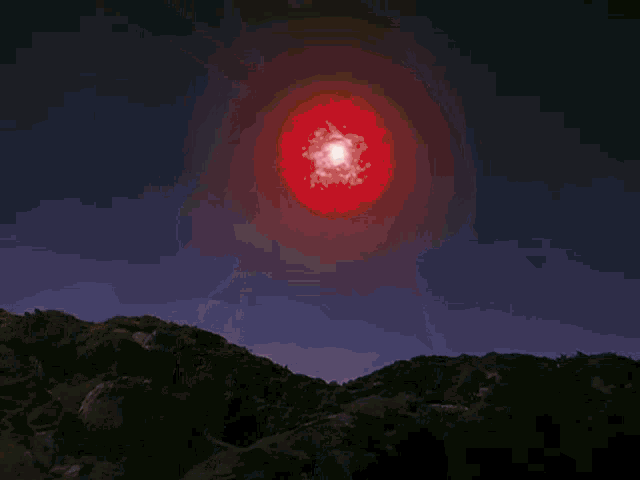 the sun is shining brightly over the mountains