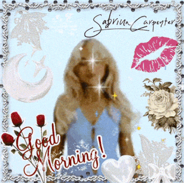 a picture of a woman with the words good morning