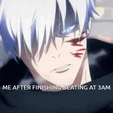 a close up of a person 's face with blood on it and the words " me after finishing beating at 3am "