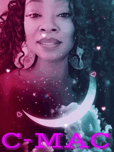 a picture of a woman with a crescent moon and the words c-mac on the bottom